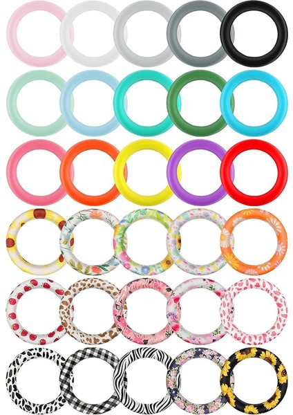 30PCS Silikon O Halkalar Boncuklar, 65MM Ayçiçeği Boncuklu Silikon Halkalar Bahar Yaz Yuvarlak Silikon Döngü Kolye Boncukları (Yurt Dışından)