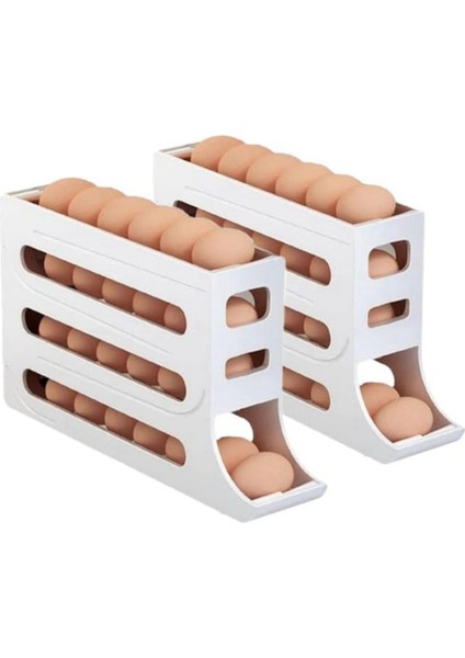 4 Katman Buzdolabı Için Yumurta Tutucu, Buzdolabı Için Yumurta Tutucu, Yumurta Dispenser Otomatik Haddeleme Yumurta Tepsisi 30 Yumurta Beyaz (Yurt Dışından)