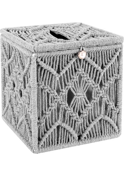 Doku Kutusu Kapağı Boho Dekor Kare Kağıt Doku Tutucu Boncuk Boncuklu Makram (Yurt Dışından)