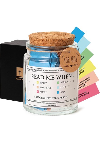 Bir Kavanozdaki Incil Ayetleri, Incil Ayetleri Duygu ve Duygular Için Kavanozda Oku, Cam Kutsal Metin, Renklendirme ile (Yurt Dışından)
