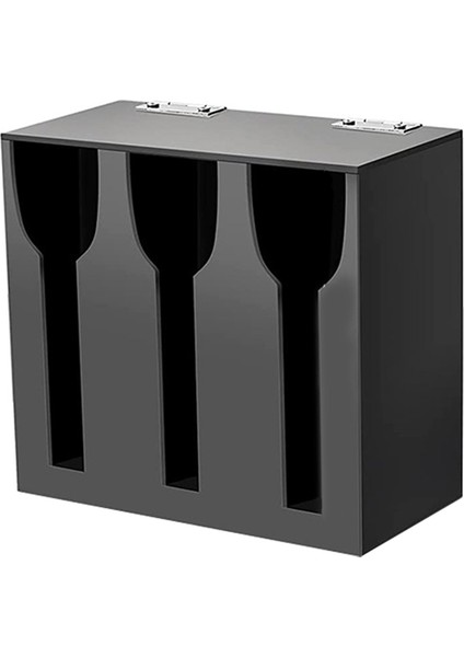 3 Bölmeli Siyah Gümüş Eşya Tutucusu Plastik Sofra Takımı ile Akrilik Zaman Dağıtıcı Çatal Bıçak Takımı Organizatörü (Yurt Dışından)