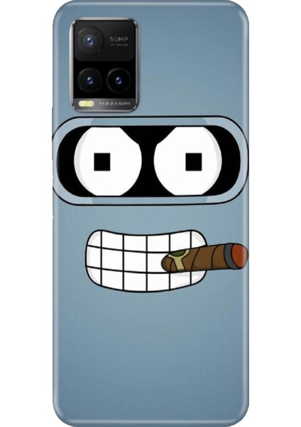 Vivo Y33S Uyumlu Kılıf Desenli Baskılı Silikon Robot Smoke