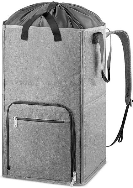 Büyük Çamaşırhane Backpack College, Camp Seyahat, Ağır Hizmetli Çamaşır Çantası Bozulması - Stand Kendisi ve Kolay Depolama Gri (Yurt Dışından)