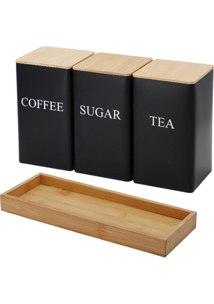 Kapaklı Mutfak Saklama Kutusu, Metal Çay Kahve Şekeri Depolama Kavanozu, Tezgah Yiyecek Konteyneri Kutusu, Çay Kavanoz Atıştırmalık Kavanoz A (Yurt Dışından)