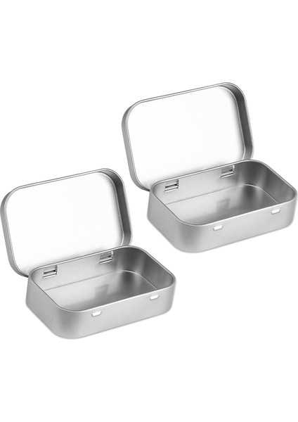 2 Adet Kapaklı Küçük Saklama Kutusu Dikdörtgen Küçük Teneke Kutular, Kapaklı Metal Kutu Ev Depolama Için Küçük Teneke Kutu Gümüş (Yurt Dışından)