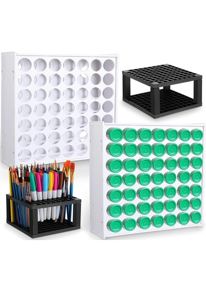 3 Adet Boya Organizatör Seti 49 Delik Zanaat Boya Depolama Rafı Dikey Boya Rafı 2 Oz Boya Şişe Masası Kalemler Için Standı (Yurt Dışından)