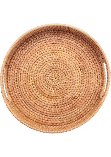 Kahvaltı, Içecek, Sehpa Için Atıştırmalık Için Osmanlı Tepsisi Kulplu Yuvarlak Rattan Dokuma Tepsi, Ev Dekoratif (Yurt Dışından)