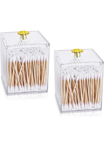 2 Adet Pamuk Top Tutucu, Q-Tips Tutucu Net Modern Banyo Organizatörleri, Kapaklı Eczacı Kavanozları, Pamuk Topu Için (Yurt Dışından)