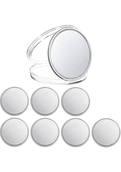 8 Adet Lazer Gravürü Için Boş Meydan Okuma Paraları, 1.6 Inç Gravür Akrilik Koruma Kutusu ile Boş Alaşım Paraları Gümüş (Yurt Dışından)