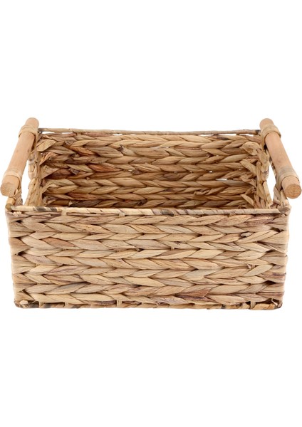 Hasır Sepet Raflar Için Ahşap Tutamaklı Dikdörtgen, Su Sümbül Sepet Depolama, Organizasyon Için Doğal Sepetler B (Yurt Dışından)