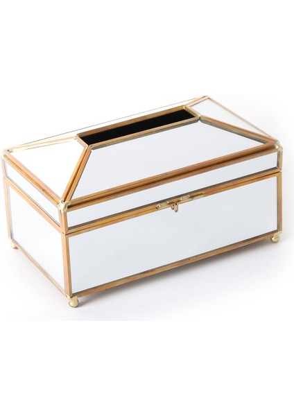 Lüks Avrupa Tarzı Pratik Ayna Cam Doku Kutusu Su Geçirmez Kağıt Havlu Tutucu Soyunma Masası Tepsisi Ev Dekoru - M (Yurt Dışından)