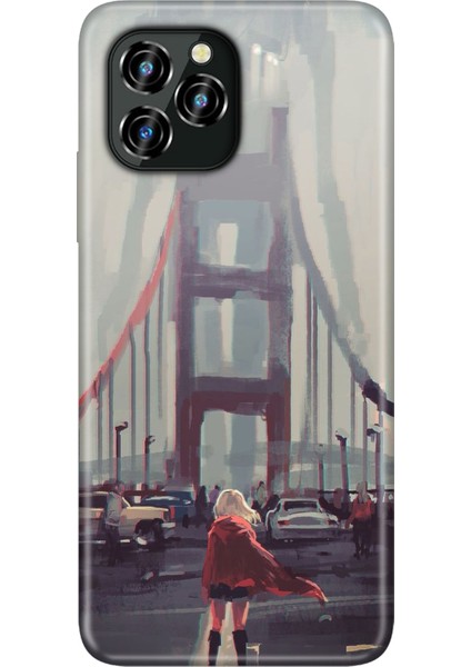 Oukitel C21 Pro Uyumlu Kılıf Silikon Desenli Resimli Kapak Kırmızılı Kadın