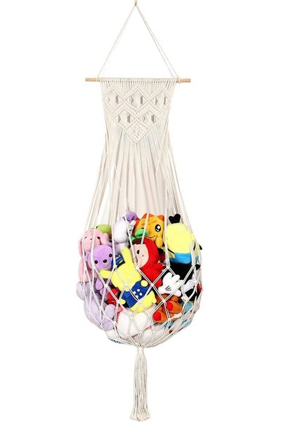 Doldurulmuş Hayvan Depolama Net Veya Oyuncak Hammock Macrome Duvar Peluş Oyuncak Depolama Kreş Organizatörü Beyaz (Yurt Dışından)