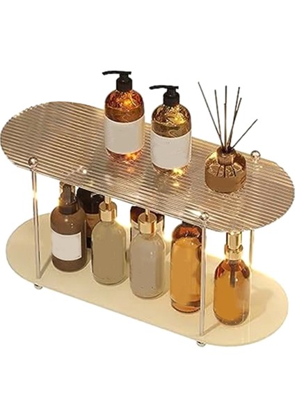2 Katmanlı Banyo Tepsisi, Makyaj Rafı Tezgahı Organizatörü, Banyo Raf Organizatörü, Kozmetik, Cilt Bakımı, Parfüm Tutucular (Yurt Dışından)