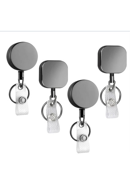 4 Paket Ağır Hizmet Geri Çekilebilir Rozet Tutucu Makarası, Metal Kimlik Rozeti Tutucu Kemer Klipsli Anahtar Yüzük Kart Anahtarlık (Yurt Dışından)