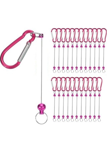 Boncuklu Anahtarlık Çubukları, 24 Pcs Metal Boncuklu Anahtar Kezleri Boşluklar Toplu Yapım Malzemeleri Kiti ile Snap Hook Gül Kırmızı (Yurt Dışından)