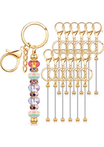 12 Pcs Boncuklar Için Boncuklu Anahtarlık Çubukları Boş Anahtarlık Boncuklu Anahtarlık Dıy Projeleri Kolye Altın (Yurt Dışından)