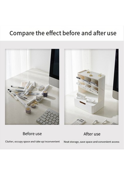 Çok Işlevli Kalem Tutucu Saklama Kutusu Çekmecesi Çok Katmanlı Toz Geçirmez Masaüstü Ofis Malzemeleri Depolama Kutusu Beyaz (Yurt Dışından) modelleri