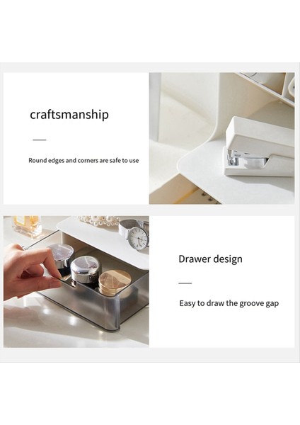 Çok Işlevli Kalem Tutucu Saklama Kutusu Çekmecesi Çok Katmanlı Toz Geçirmez Masaüstü Ofis Malzemeleri Depolama Kutusu Beyaz (Yurt Dışından) fırsatları