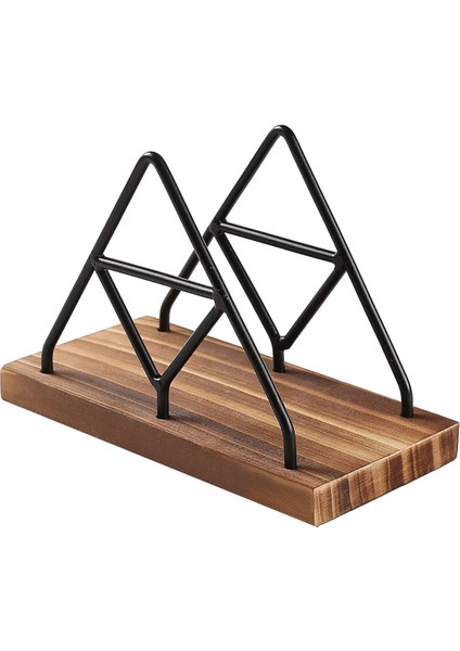 Ahşap Peçete Depolama, Kapalı Açık Ev Yemek Restoran Mutfak Dekor Için Siyah Metal Tel ile Masa Peçete Tutucu (Yurt Dışından)