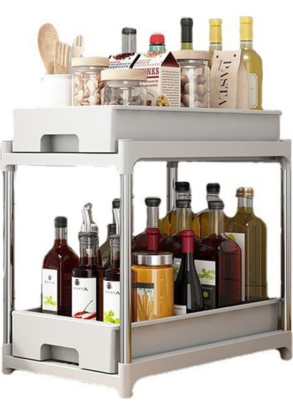 Mutfak Baharat Raf Çekmece Raf Mutfak Dolapları Organizatör Çeken Tip Sebze Meyve Depolama Sepet Çekmecesi Beyaz (Yurt Dışından)