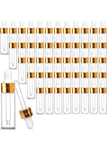 50 Paket 2ml Berrak Cam Damlalık Şişeleri, Uçucu Yağlar Için Mini Numune Damlalık Şişeleri Parfüm Kozmetik Sıvı (Yurt Dışından)