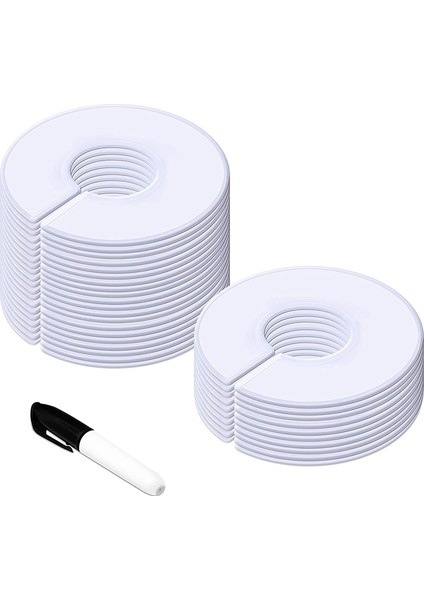 30 Paket Beyaz Yuvarlak Giyim Boyutu Dolap Raf Dövücü Askılar 1marker (Dış 3.5 Inç, Iç 1.38 Inç Çapında) (Yurt Dışından)