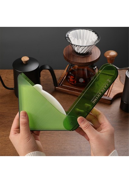 Cafe Rhyme Yeşil El Yapılan Kahve Filtre Kağıt Depolama Kutusu Fan Şeklindeki Filtre Kağıt Kutusu Filtre Kağıt Toz Geçirmez Depolama Tutucu (Yurt Dışından)