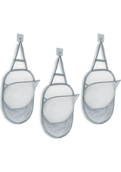 3 Adet Asılı Çamaşır Sepeti Katlanabilir Örgü Çamaşır Sepeti Kirli Keten Sepet Saplı Kapak Çamaşır Sepeti (Yurt Dışından)