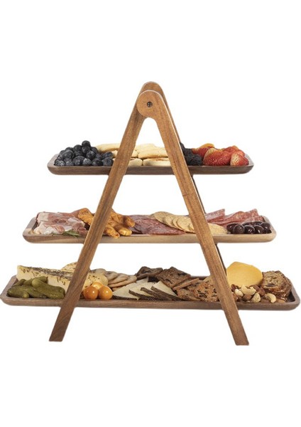 3 Katman Tepsi Tepsisi Ahşap Katmanlı Dekor Dekor Kek Stand Çiftlik Evi Katmanlı Tepsi Partisi Servis Yemekler ve Tabak Tepsiler (Yurt Dışından)
