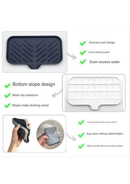 Kendi Drenaj Sabun Çubuğu Tutucu Silikon Mutfak Lavabo Sabun Tabak Tezgahı Organizatör L Beyaz (Yurt Dışından) modelleri