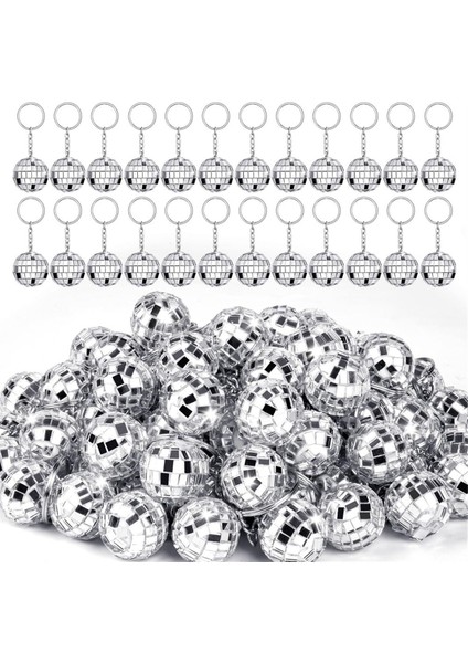 50PCS Mini Disko Top Anahtarlık, Gümüş Ayna Disko Topu Dökme Anahtarlık Partys 70&#39;lerin 80S Disko Partys Dekorasyonları Için Iyilikler (Yurt Dışından)