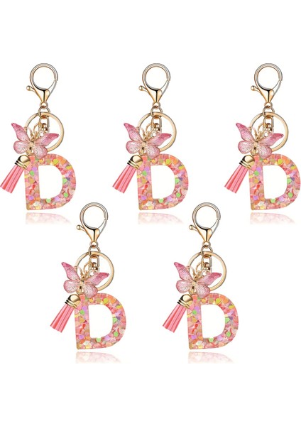 D Moda Pembe Mektup Anahtar Kelebek Kelebek Anahtarı Kristal Epoksi Kolye (Yurt Dışından)