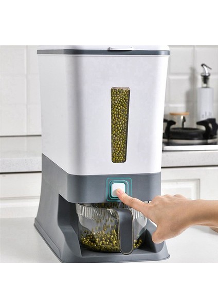 Pres Tipi Pirinç Dağıtıcı Kapalı Tahıl Konteyner Depolama Ev Tahıl Pirinç Kutusu Dispenser Kova Pirinç Kutuları 10KG-B (Yurt Dışından)