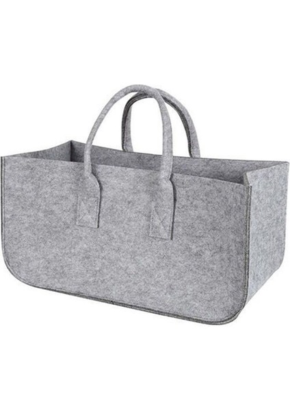 Şömine Ahşap Keçe Depolama Çantası Sepet Dergisi Raf Yakacak Kemer Cep, Keçe Katlanabilir Yakacak Yemdeki Tutucu Sepet Gri (Yurt Dışından)