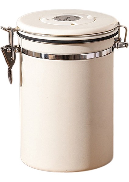 Kahve Tenekesi Hava Geçirmez Fasulye Konteyneri ile Tarih Izleyicisi Paslanmaz Çelik Mutfak Saklama Kutusu 1.8l Beyaz (Yurt Dışından)