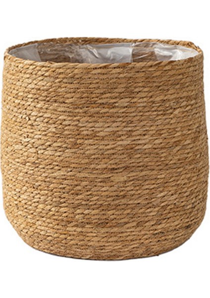 Seagrass Saksı - Dokuma Bitki Tenceresi - Boho Style S&#39;de Plastik Film Ekli Dekoratif Bitki Sepeti (Yurt Dışından)