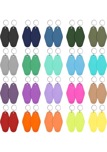 40 Pcs Otel Anahtarlık Boş Anahtar Yüzük, 20 Renk Plastik Rhombus Motel Dıy Anahtarlık ve Bagaj Etiketi Için (Yurt Dışından)