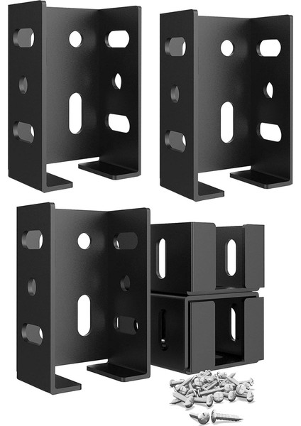 Bağlantı Demiryolu Braket Kiti 4 Pcs Siyah Için Vinil Eskrim Paneli Için Vidalı Ağır Hizmet Tipi Karbon Çelik Çit Braketi (Yurt Dışından)