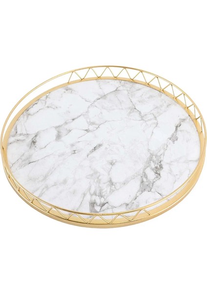 Yuvarlak Ev Basit Atıştırmalık Kuru Meyve Tabağı Küçük Kuru Çay Masası Masa Üstü Depolama Işık Lüks Mermer Desen Tepsisi, B, S (Yurt Dışından)