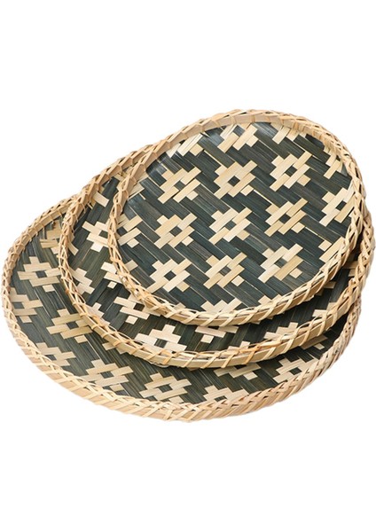 3pcs Renkli Dumpan Yeni Yıl Arifesi Dekorasyonları Ev Dekoru Yemek Tabağı Japon Tarzı Bambu Dokuma (Yurt Dışından)