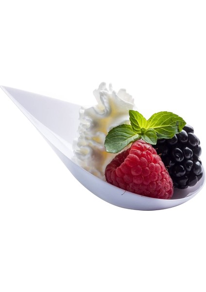100 Gözyaşı Damla Mini Meze Tabak - Mini Tatlı Tabakları Tatma Kaşık Plastik Mini Kaşık Tatlı Kaşık Kaseleri, Beyaz (Yurt Dışından)