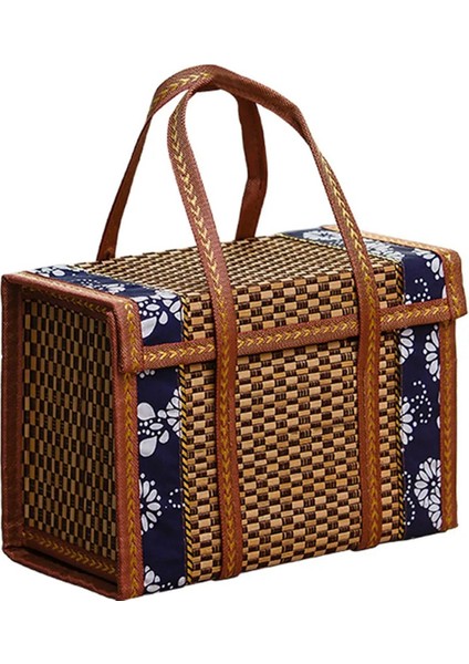 Meyve Sepeti Bambu Dokuma Taşınabilir Basit El Piknik Gıda Konteyneri Katlanabilir Atıştırmalıklar Kaplar Çocuklar 36X18X25CM, B (Yurt Dışından)