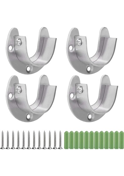 4 Adet Paslanmaz Çelik Asılı Çubuk Braketi U Şekilli Perde Çubuk Braketi, Vidalı Ağır Hizmet Tipi Yuvarlak Tüp Soketleri (25MM) (Yurt Dışından)