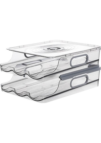 2 Katman Depolama Yumurta Konteyneri Buzdolabı Için, Kapak ve Zaman Ölçeği Olan Buzdolabı Için Yumurta Tutucuyu Otomatik Olarak Yuvarlamak (Yurt Dışından)