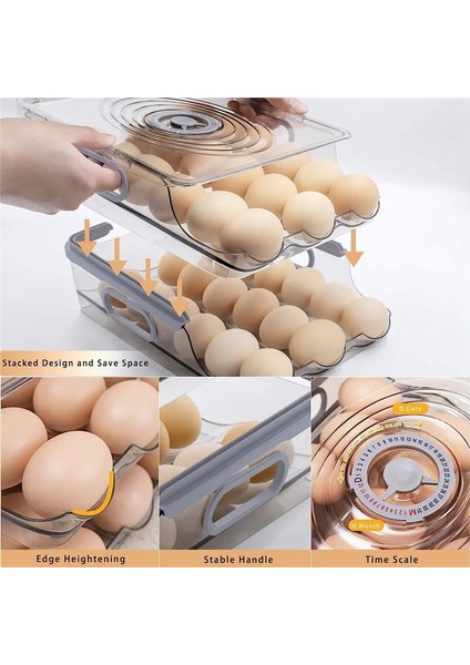2 Katman Depolama Yumurta Konteyneri Buzdolabı Için, Kapak ve Zaman Ölçeği Olan Buzdolabı Için Yumurta Tutucuyu Otomatik Olarak Yuvarlamak (Yurt Dışından) modelleri
