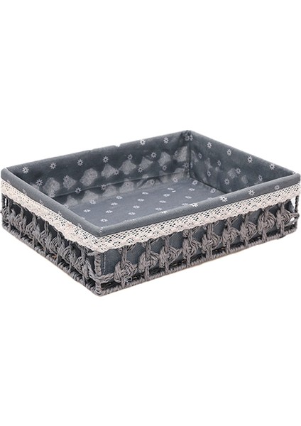 Rattan Depolama Sepetleri Dokuma Sepet Meyve Ekmeği Atıştırmalık Depolama Tepsisi Piknik Sepeti, Gri (Yurt Dışından)