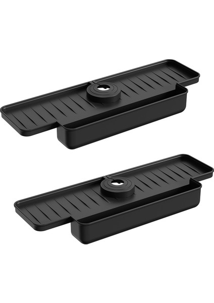 Silikon Musluk Sıçrama Koruyucusu Mutfak Lavabo Sıçrama Koruyucusu Yükseltilmiş Musluk Su Yakalayıcı Tepsisi Lavabo Sünger Tutucu Siyah (Yurt Dışından)