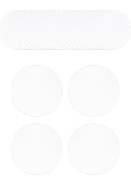 24 Adet 3 Inç Akrilik Anahtarlık Boşluklar Dıy Anahtarlık Için Delik Daire Diskleri ile Açık Disk Süsleri Boşluklar (Yurt Dışından)