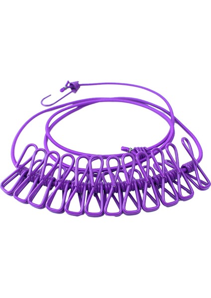 F Geri Çekilebilir Giysiler Kurutma Raf Ipi 12 Klipsli Portatif Çamaşırhane Giyim Hattı Çamaşır Kurutma Hattı Kampı Için (Yurt Dışından)